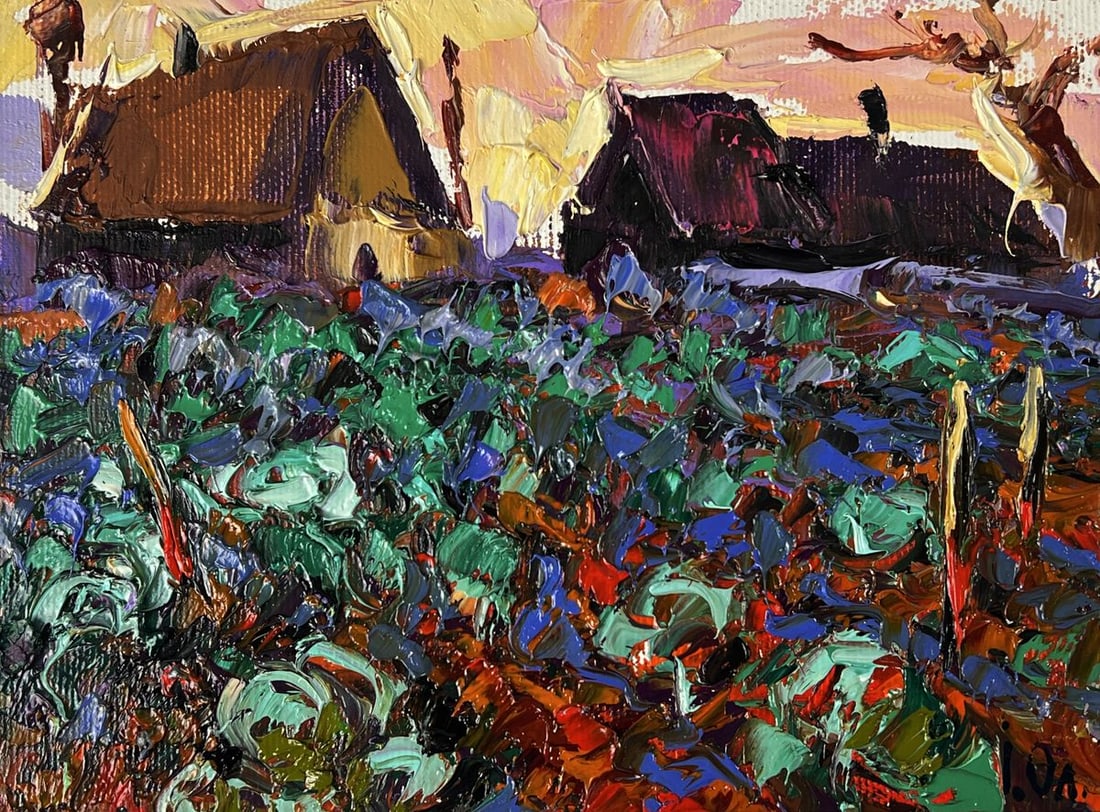 Oil painting Autumn village vegetable gardens Oleksiy Ivanyuk - 3