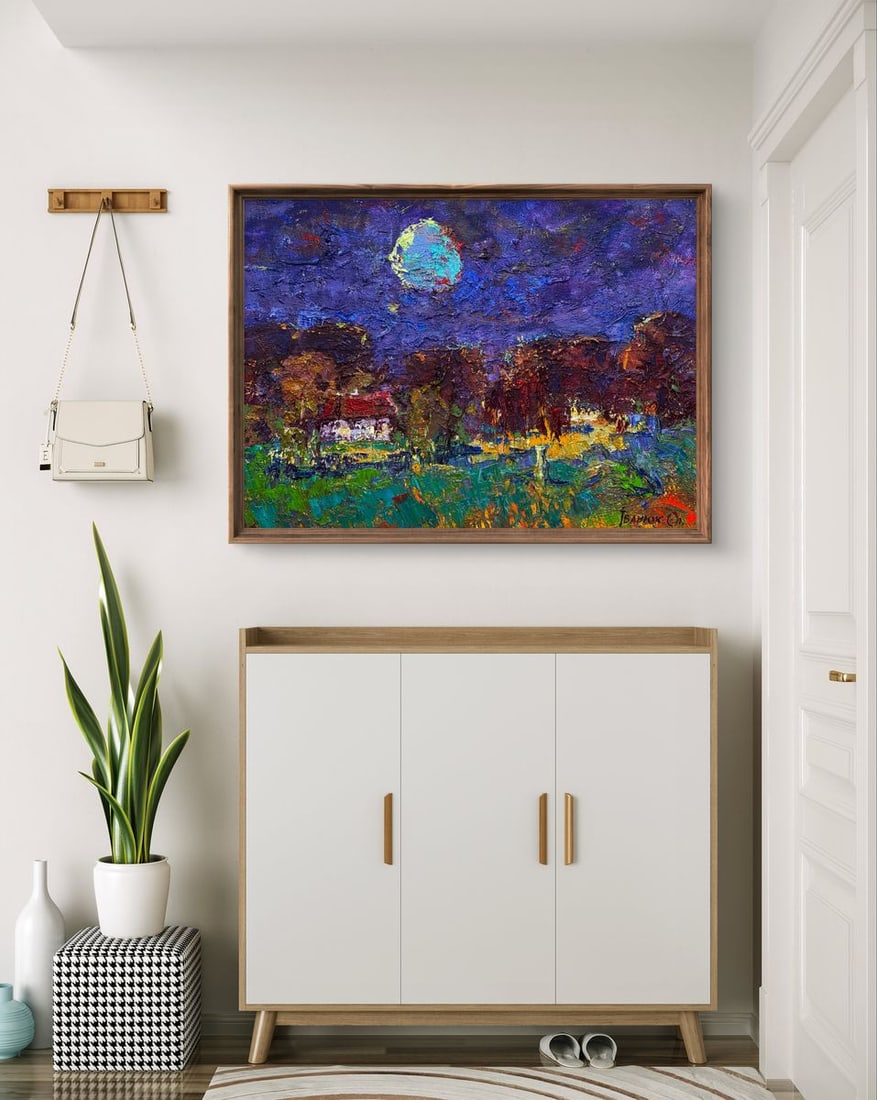 Oil painting Moonlit night in the village Oleksiy Ivanyuk - 2