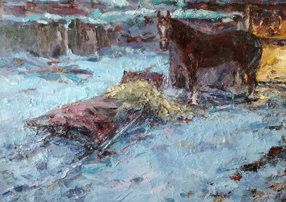 Oil painting Winter yard Alexander Nikolaevich Cherednichenko - 4