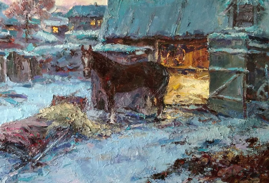 Oil painting Winter yard Alexander Nikolaevich Cherednichenko - 5