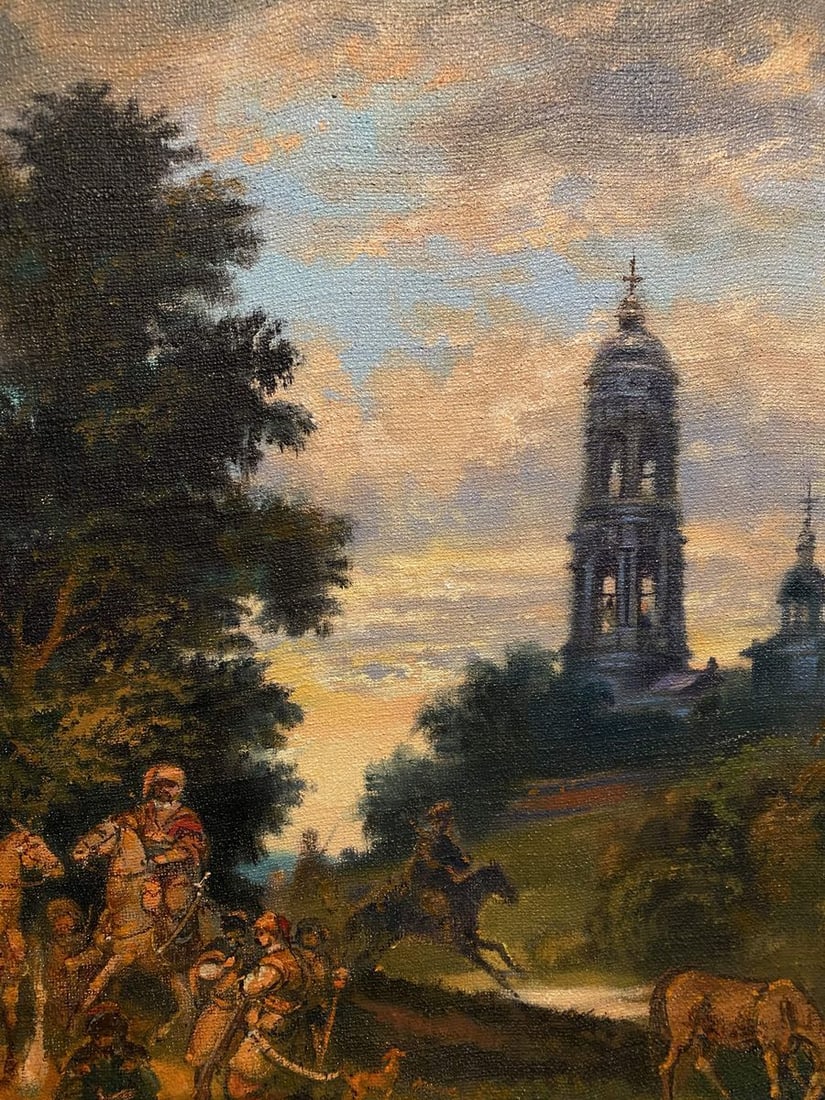 Oil painting Cossacks at the monastery Litvinov Oleg Arkad'yevich x Alexander Arkadievich Litvinov - 6