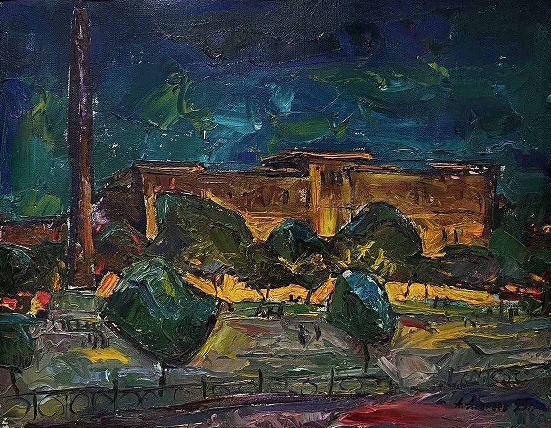 Oil painting Night Istanbul Oleksandr Andreev: Galler 130*** ABOUT THIS PAINTING **** TITLE: "Night Istanbul"* ARTISTS: Oleksandr Andreev* SIZE: 40x50 cm/15.74x19.68 inches'* SIZE WITH FRAME: 55x65 cm/21.65x25.59 inches' * MEDIUM: oil, canvas*