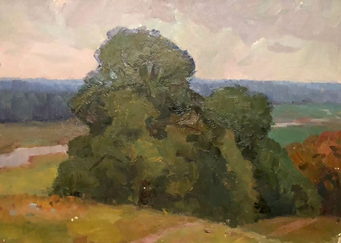 Oil painting Summer landscape Khrustalenko Nikolai Alexandrovich: GS 310A *** ABOUT THIS PAINTING *** * TITLE: "Summer landscape" * ARTISTS: Khrustalenko Nikolai Alexandrovich * SIZE: 35x50 cm/13.77x19.68 inches' * MEDIUM: oil, cardboard * HAND PAINTED: Original pai