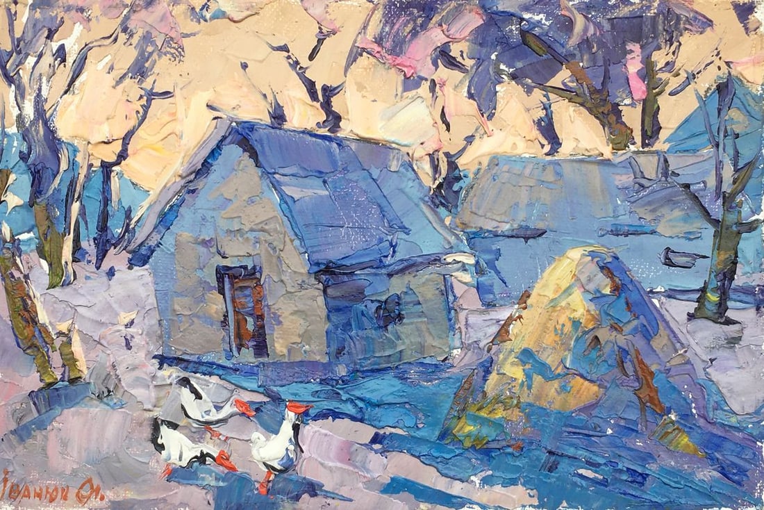 Oil painting By the evening Kalenyuk Alex: 314AAA *** ABOUT THIS PAINTING *** * TITLE: "By The evening" * ARTISTS: Kalenyuk Alex * SIZE: 20x30 cm/7.87x11.81 inches' * MEDIUM: oil, canvas * HAND PAINTED: Original painting from our collection * 