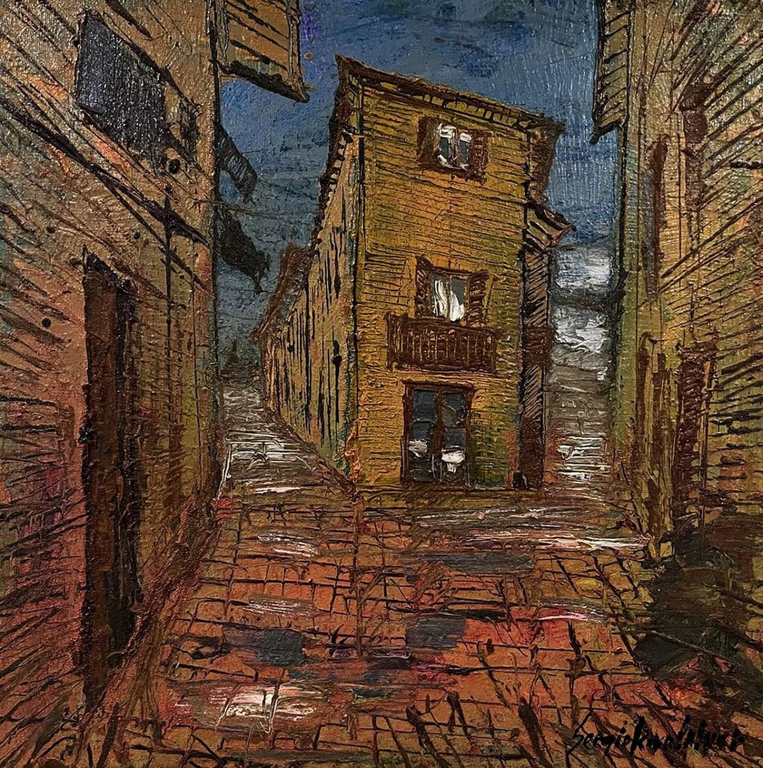 Oil painting Urban slums Serhiy Kovalev: Galler 183*** ABOUT THIS PAINTING **** TITLE: "Urban slums"* ARTISTS: Serhiy Kovalev* SIZE: 70x70 cm/27.55x27.55 inches'* MEDIUM: oil, canvas* HAND PAINTED: Original painting from our collection*