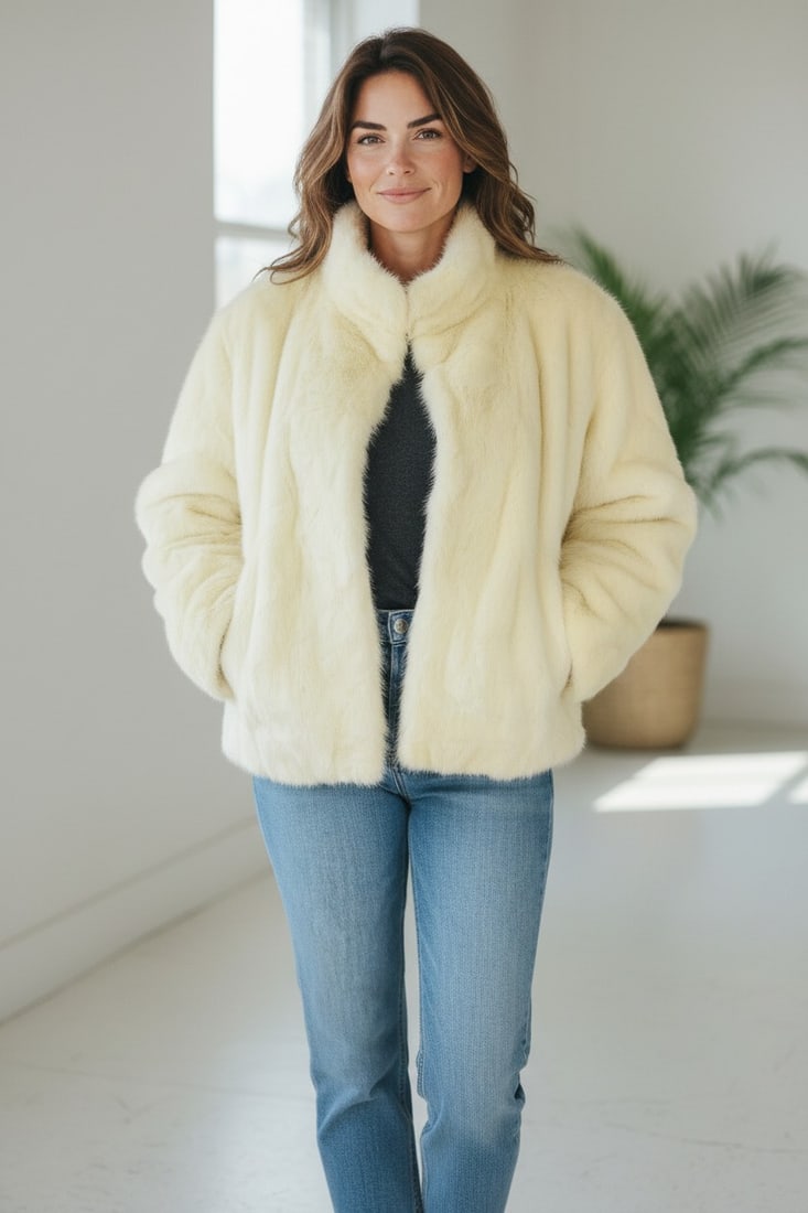 OFWHITE BOMBER MINK JACKET EU: XXL ; US: 24 (1 of 12)