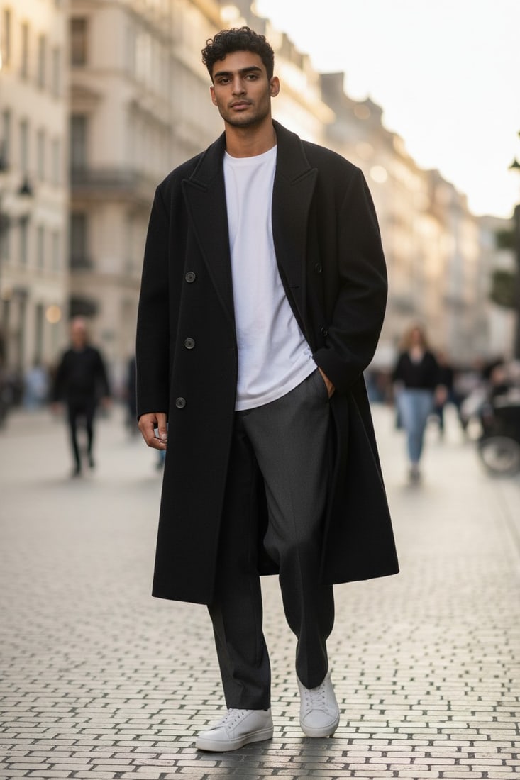 WOOL & CHASHMERE MENS COAT FUR INLAIR EU: XL ; US: 20 (1 of 8)