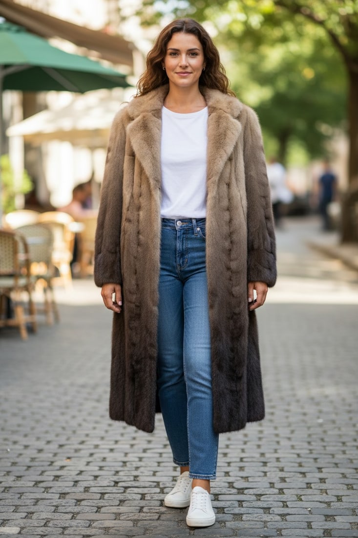 GREY DEGRADE MINK FUR COAT EU: XL ; US: 18 (1 of 11)