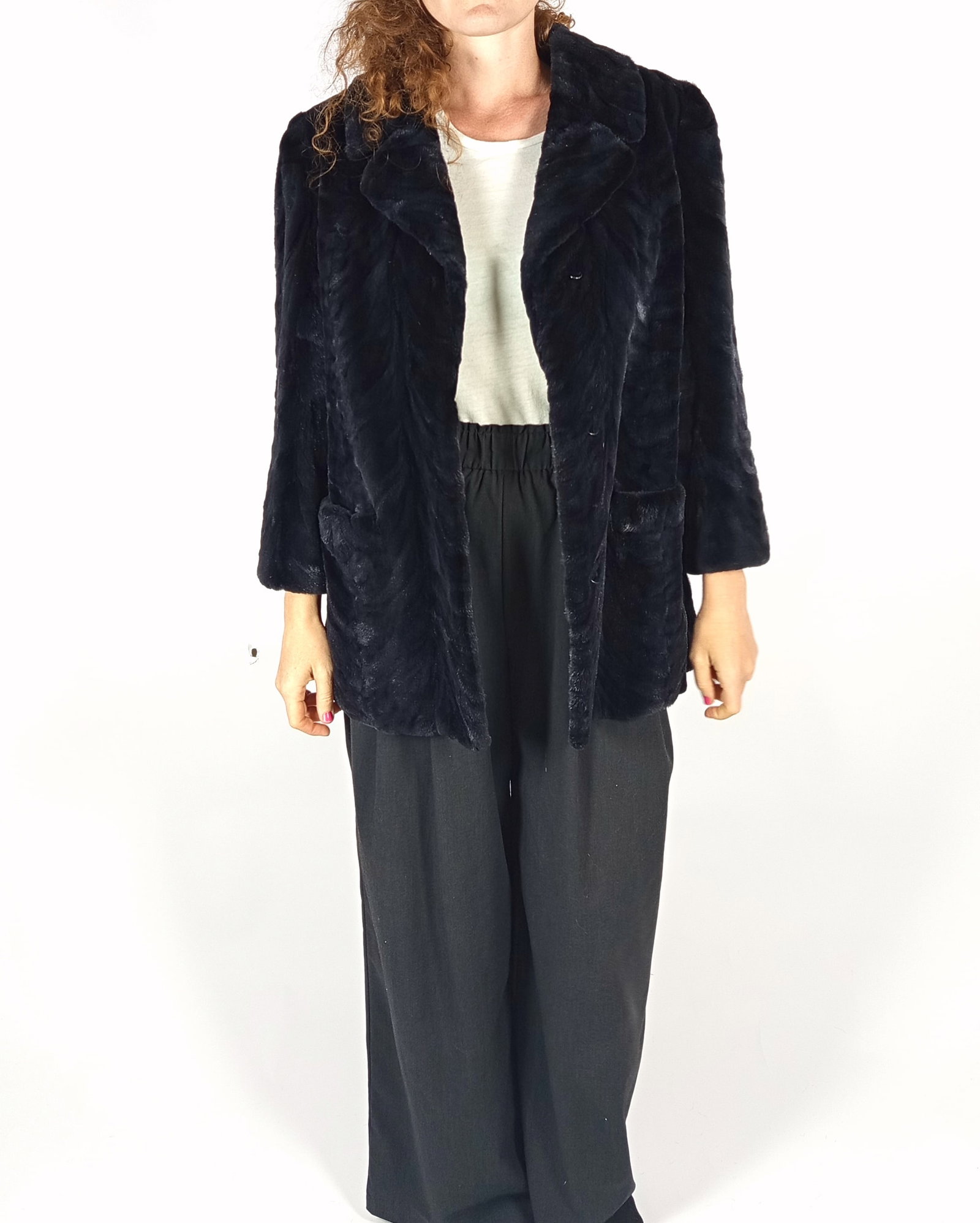 BLACK SHEARED MINK FUR JACKET EU: M ; US: 12 (1 of 9)