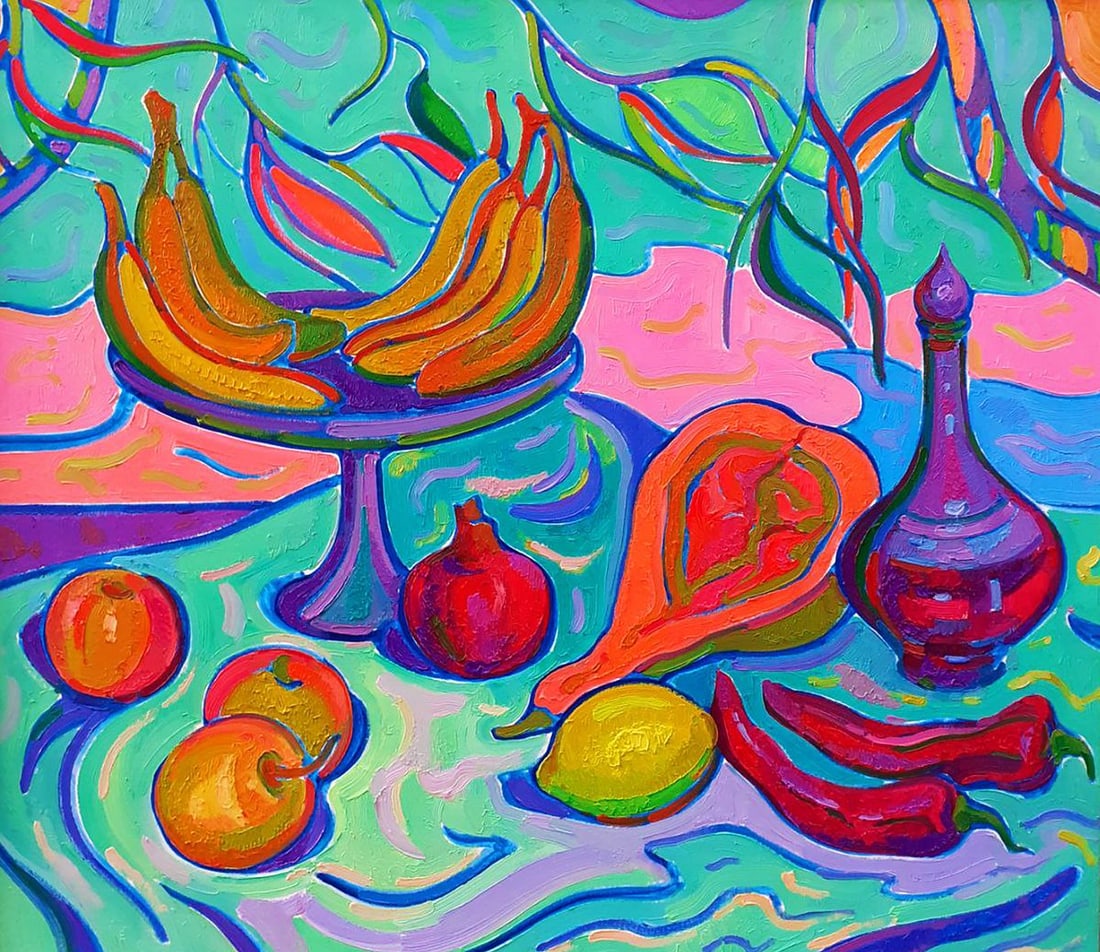 Oil painting Pomegranate and pepper Peter Tovpev (1 of 8)
