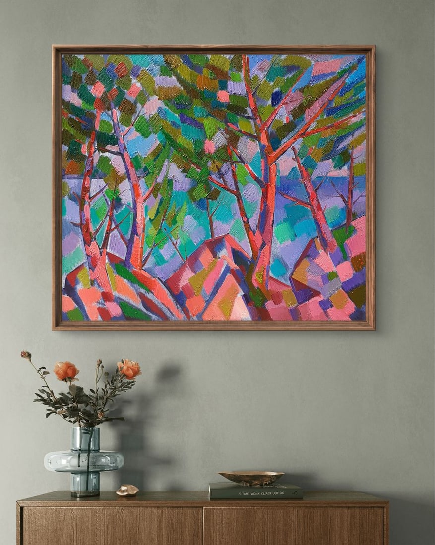 Oil painting Trees among the rocks Peter Tovpev - 2