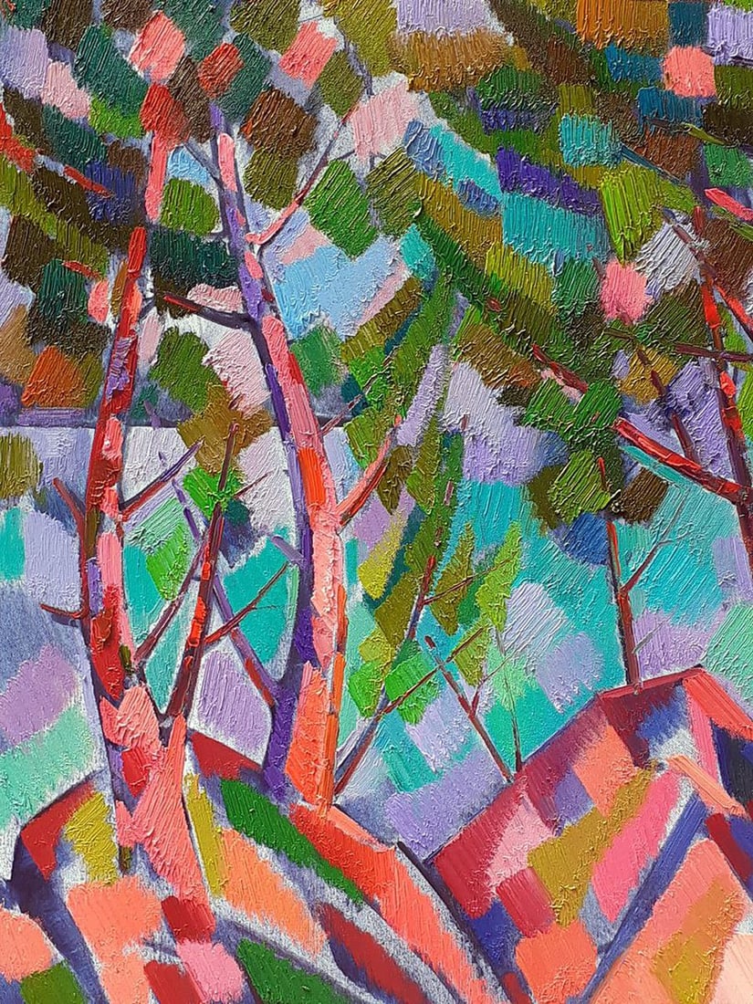 Oil painting Trees among the rocks Peter Tovpev - 4