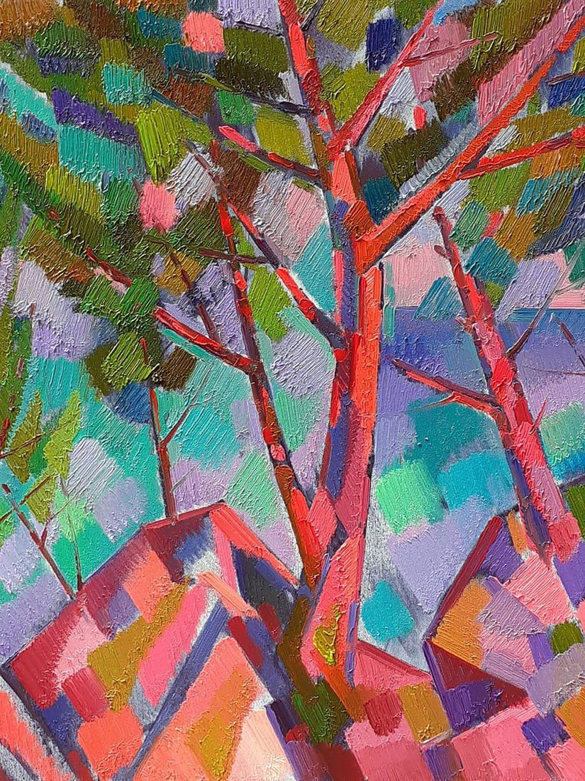 Oil painting Trees among the rocks Peter Tovpev - 5