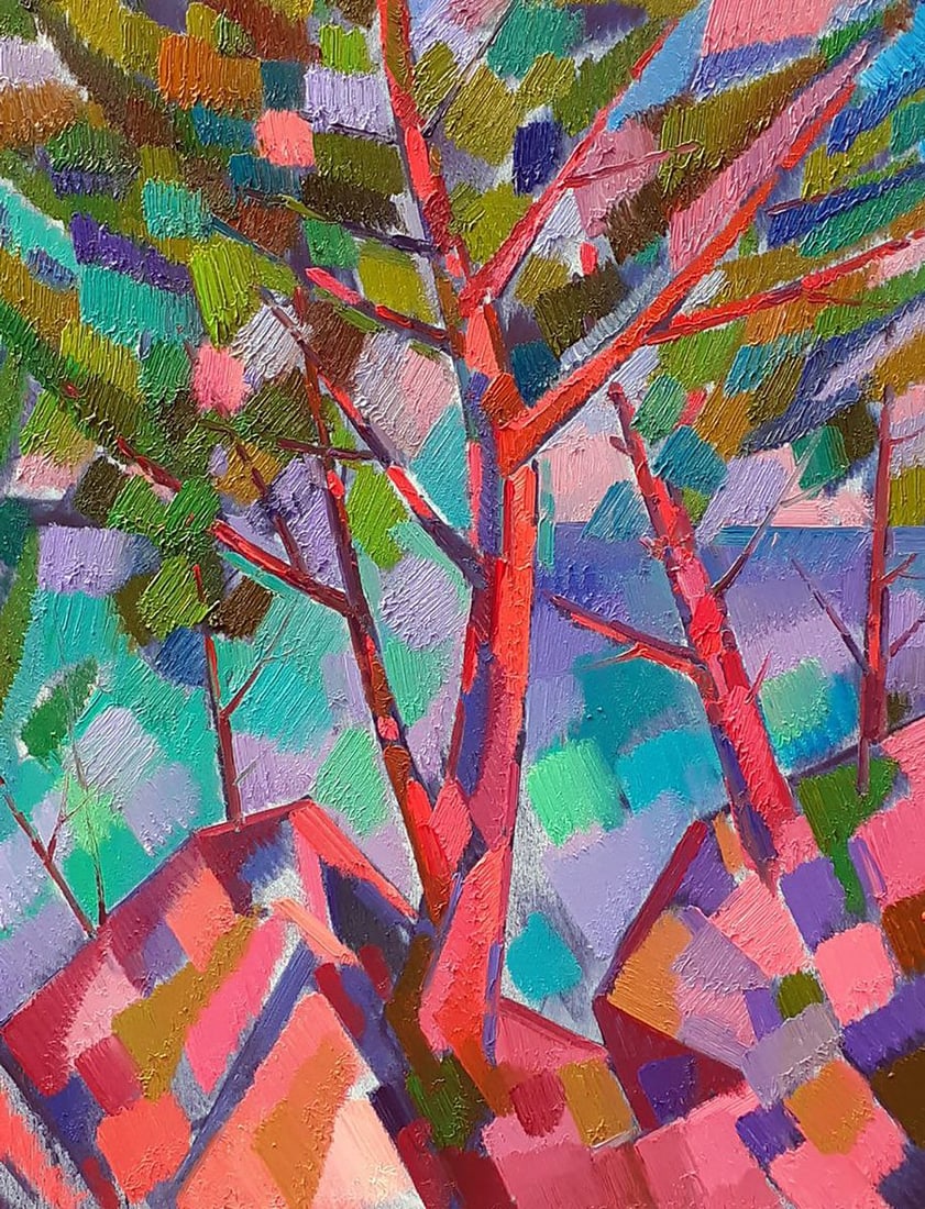 Oil painting Trees among the rocks Peter Tovpev - 6
