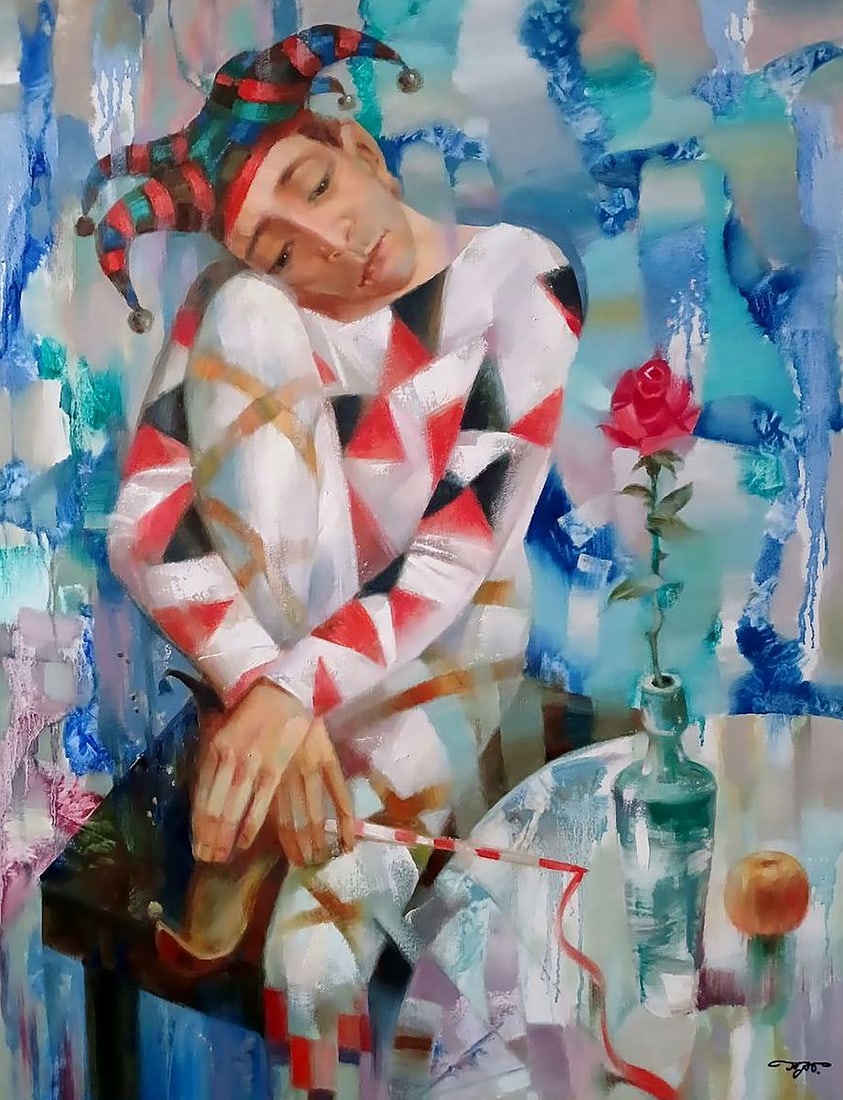 Abstract oil painting Lonely Rose Anatoly Tarabanov (1 of 11)