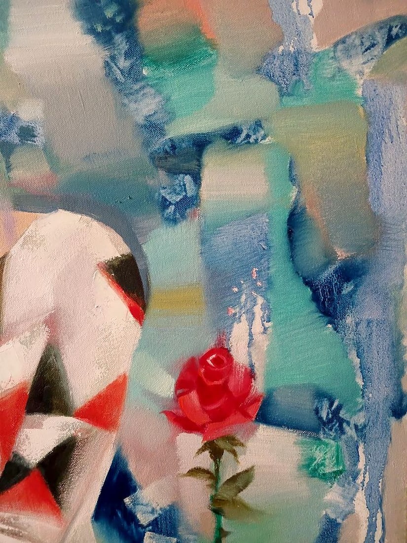 Abstract oil painting Lonely Rose Anatoly Tarabanov - 7