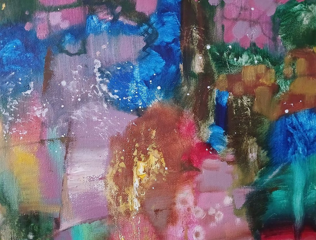 Abstract oil painting Red beads Anatoly Tarabanov - 6