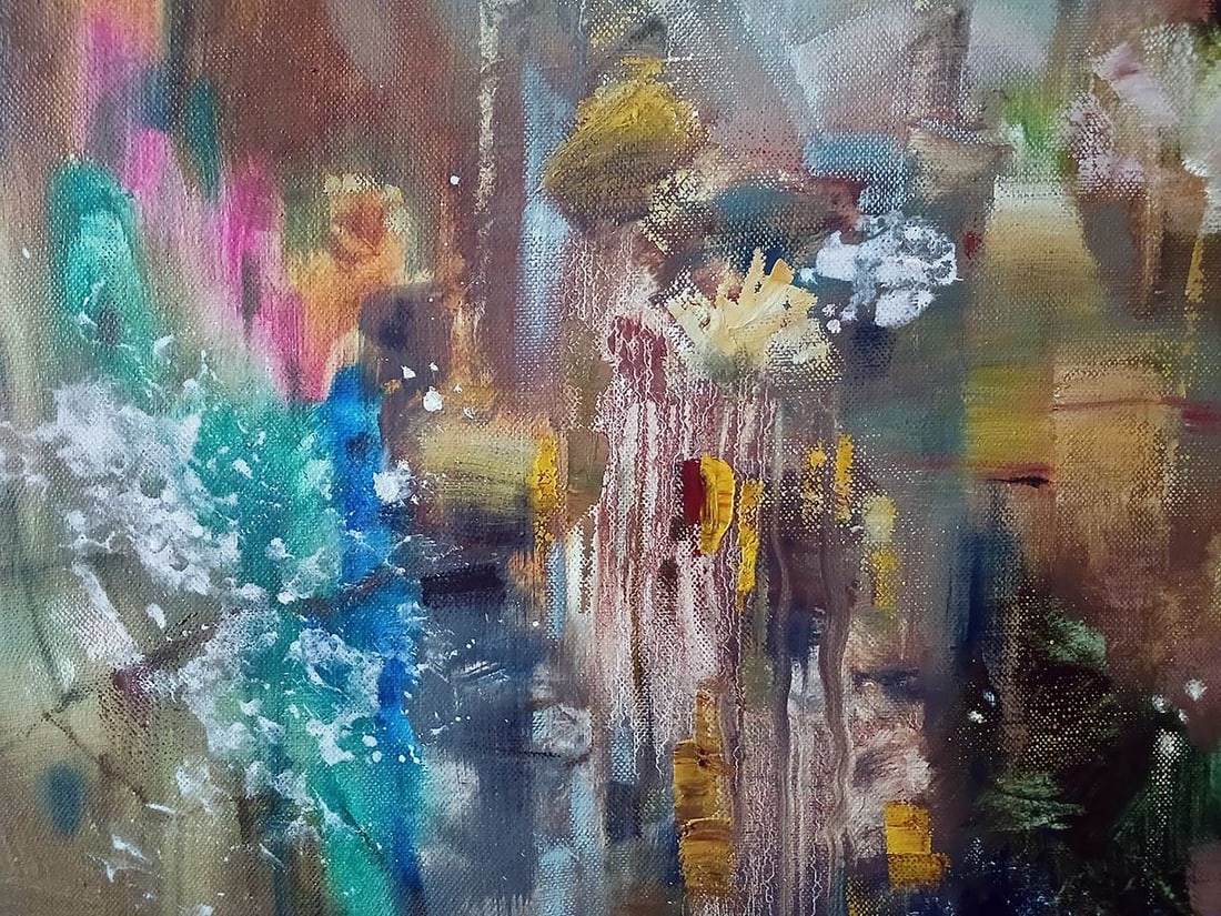 Abstract oil painting Red beads Anatoly Tarabanov - 9
