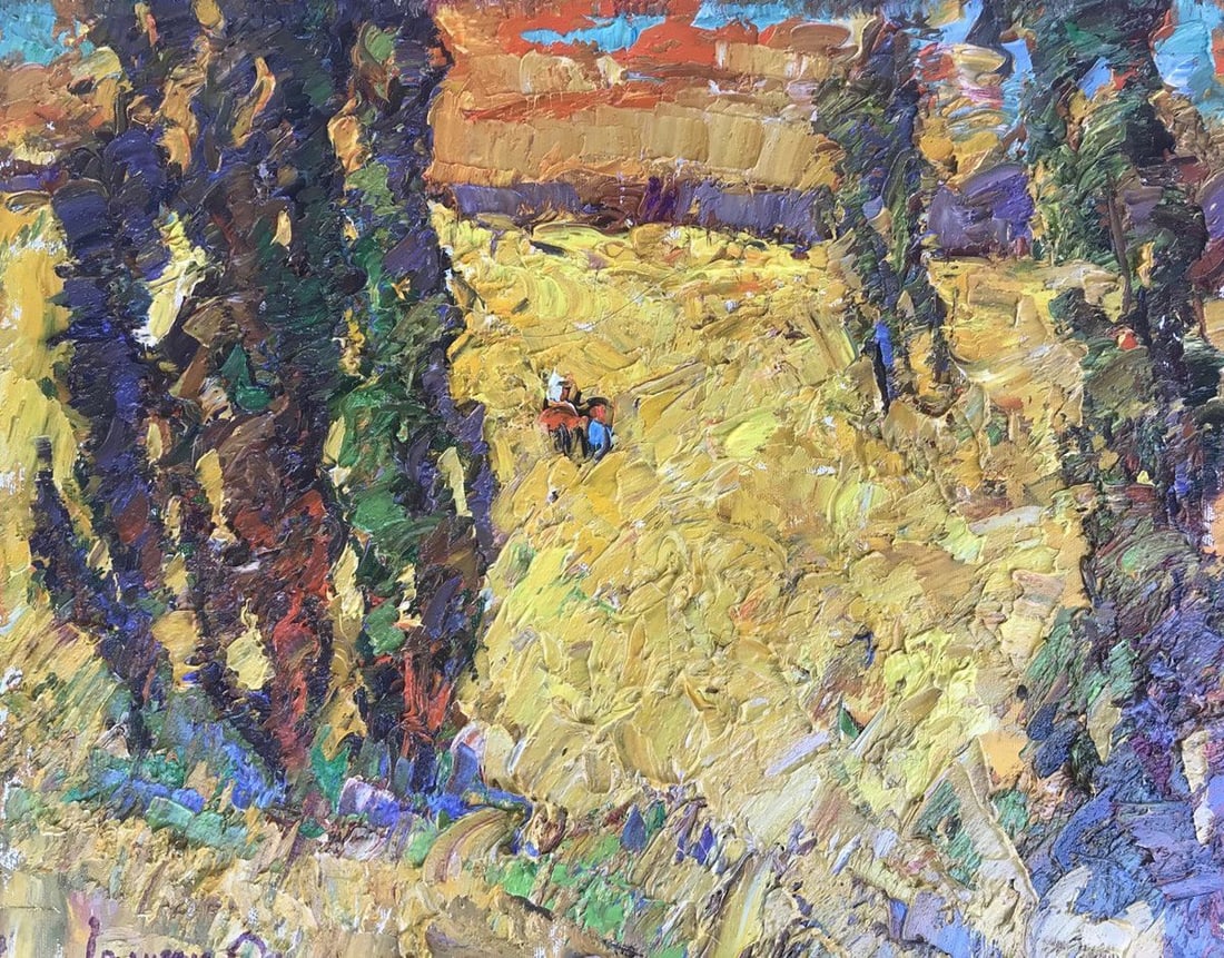 Oil painting Golden field Kalenyuk Alex: Kalen 855 *** ABOUT THIS PAINTING *** * TITLE: "Golden field" * ARTISTS: Kalenyuk Alex * SIZE: 40x50 cm/15.74x19.68 inches' * MEDIUM: oil, canvas * HAND PAINTED: Original painting from our collection 