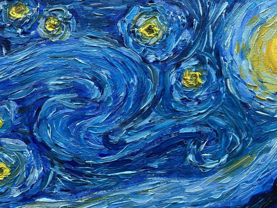 Abstract oil painting Copy of Van Gogh "Moonlit Night" Valeria Barabash - 3