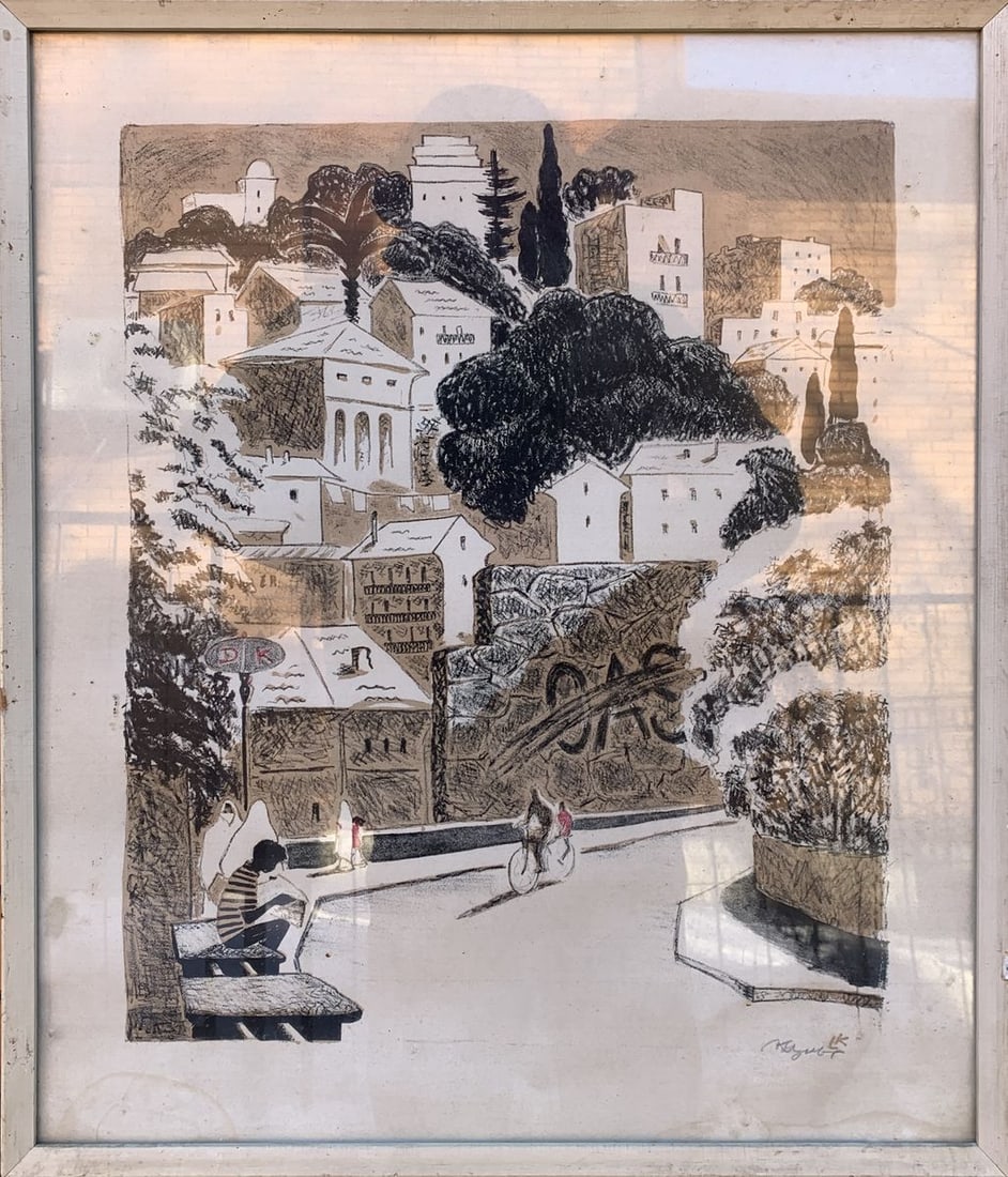 Color autolithography painting quiet street Kulagina L.: 1524 *** ABOUT THIS PAINTING *** * TITLE: "quiet street" * ARTIST: Kulagina L. * SIZE: 62,5x52,5cm/24.6x20.66 inches' * MEDIUM: Color autolithography, paper * HAND PAINTED: Original painting from our