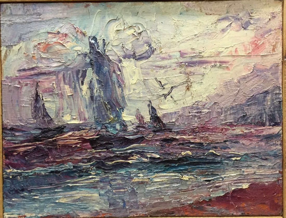 Abstract oil painting Raging sea: Vern 24 *** ABOUT THIS PAINTING *** * TITLE: "Raging sea" * SIZE: 53x55 cm/20.86x21.65 inches' * MEDIUM: oil, canvas * HAND PAINTED: Original painting from our collection * CONDITION: we tried to