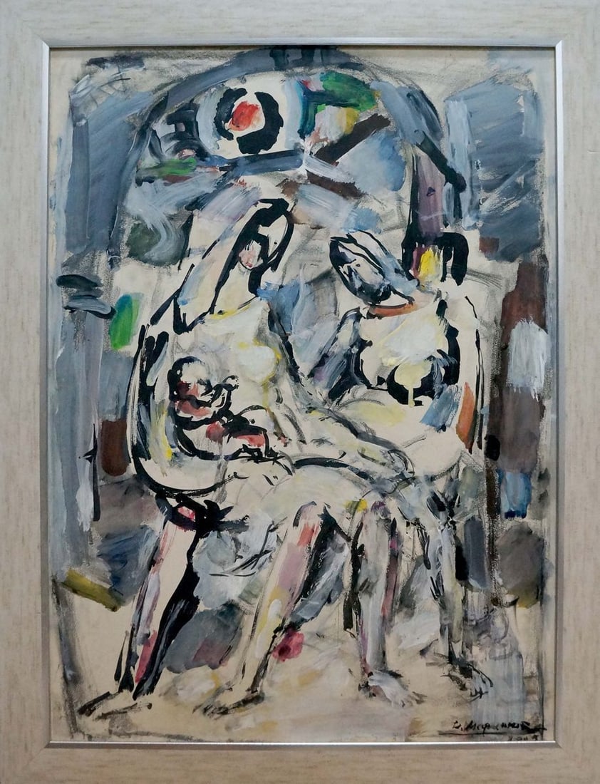Abstract acrylic painting Two women Marinyuk Victor Vasilievich: Vern 1503 *** ABOUT THIS PAINTING *** * TITLE: "Two women" * ARTISTS: Marinyuk Victor Vasilievich * SIZE: 60x44 cm/23.62x17.32 inches', frame size: 68x52 cm/26.77x20.47 inches' * MEDIUM: acrylic,