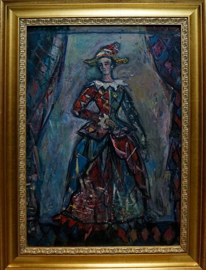 Oil painting Before the performance Lushin Alexander Fedorovich: Vern 1613 *** ABOUT THIS PAINTING *** * TITLE: "Before the performance" * ARTISTS: Lushin Alexander Fedorovich * SIZE: 60x41 cm/23.62x16.14 inches', frame size: 74x56 cm/29.13x22.04 inches' * MEDIUM: