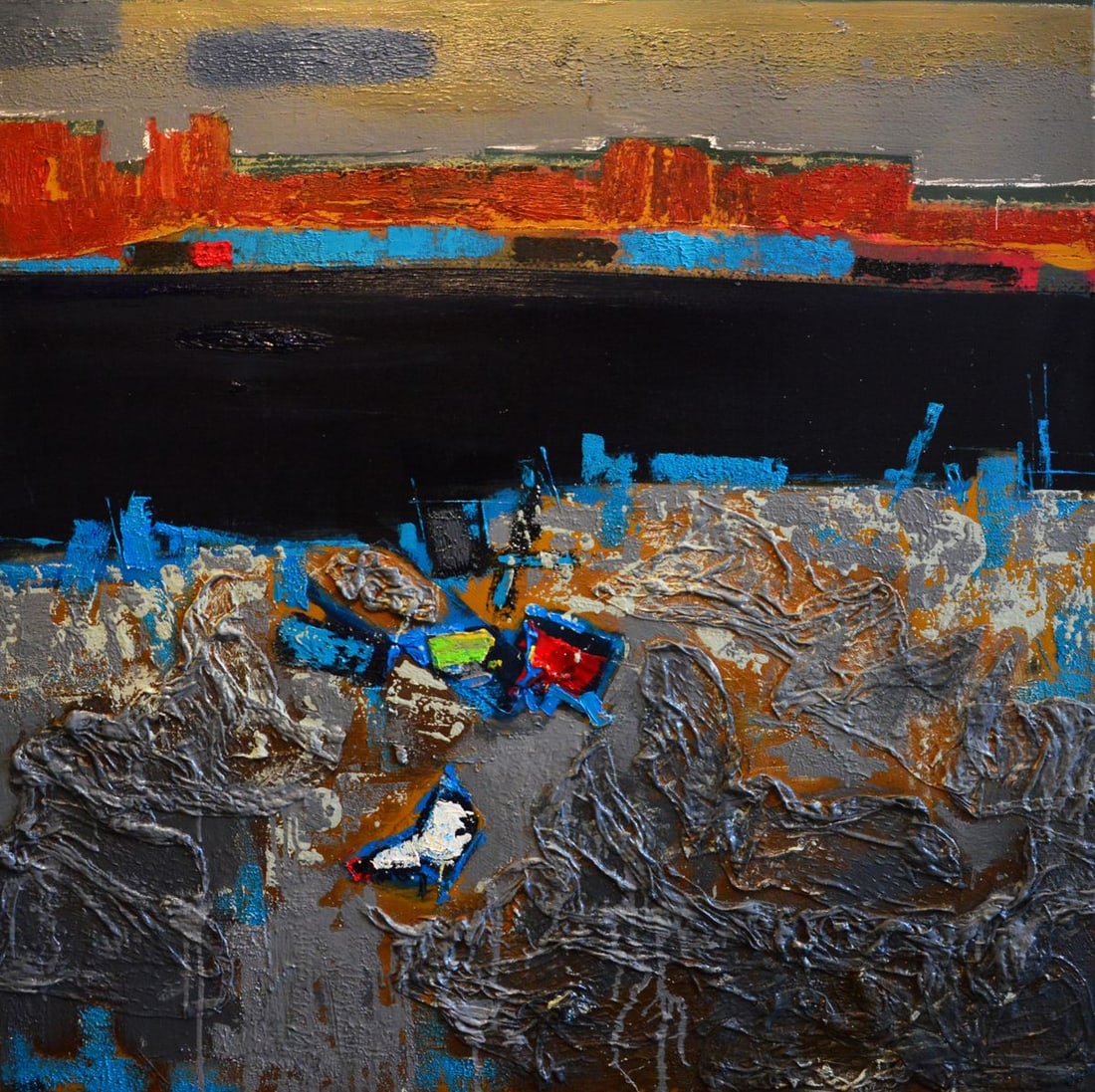 Oil painting At the River Natalia Korf-Ivaniuk: Korf 39*** ABOUT THIS PAINTING **** TITLE: "At the River"* ARTISTS: Natalia Korf-Ivaniuk* SIZE: 110x100 cm/43.30x39.37 inches' * MEDIUM: oil, canvas* HAND PAINTED: Original painting from our collectio
