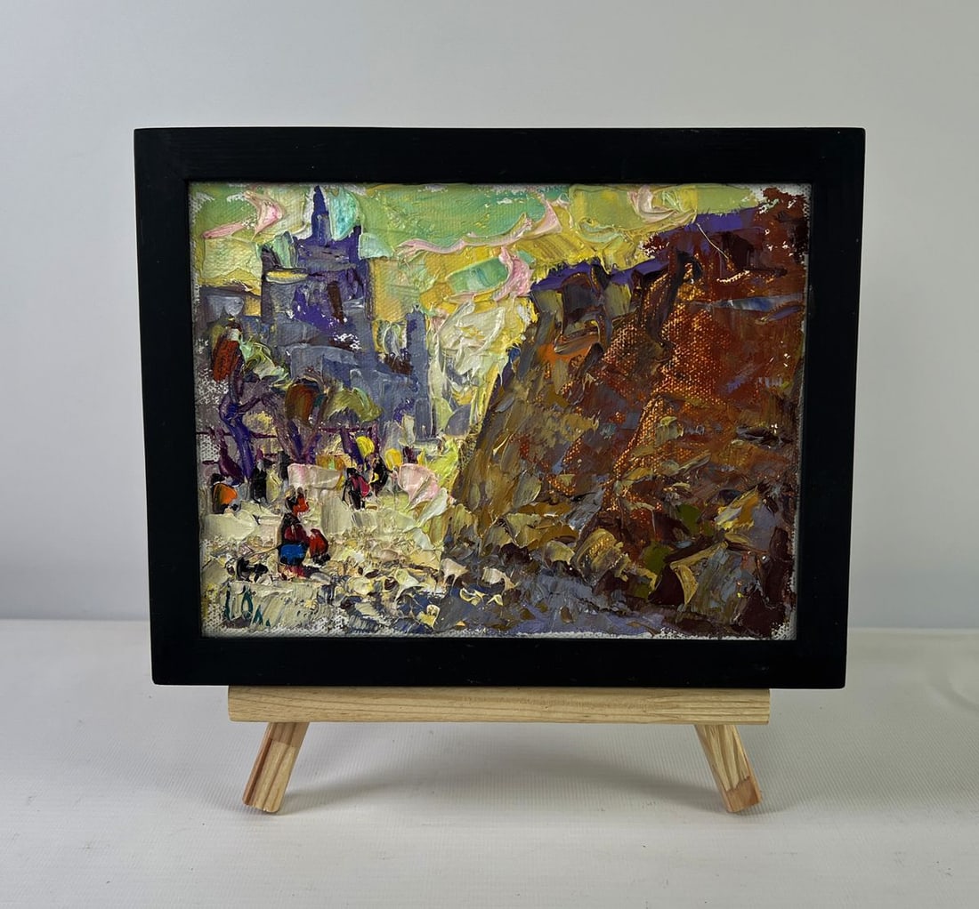 Oil painting Old fortress that remembers centuries Oleksiy Ivanyuk: AAA5378The Oil painting on Canvas titled "Old fortress that remembers centuries" captures the soul of an ancient citadel standing proudly amidst a chaotic, expressive dance of colors and textures. The