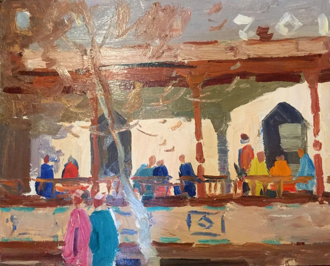 Oil painting Meeting people Konovalov Yuri Alexandrovich: GS 165 *** ABOUT THIS PAINTING *** * TITLE: "Meeting people" * ARTISTS: Konovalov Yuri Alexandrovich * SIZE: 40x50cm/15,74x19,68 inches' * MEDIUM: oil, cardboard * HAND PAINTED: Original painting from