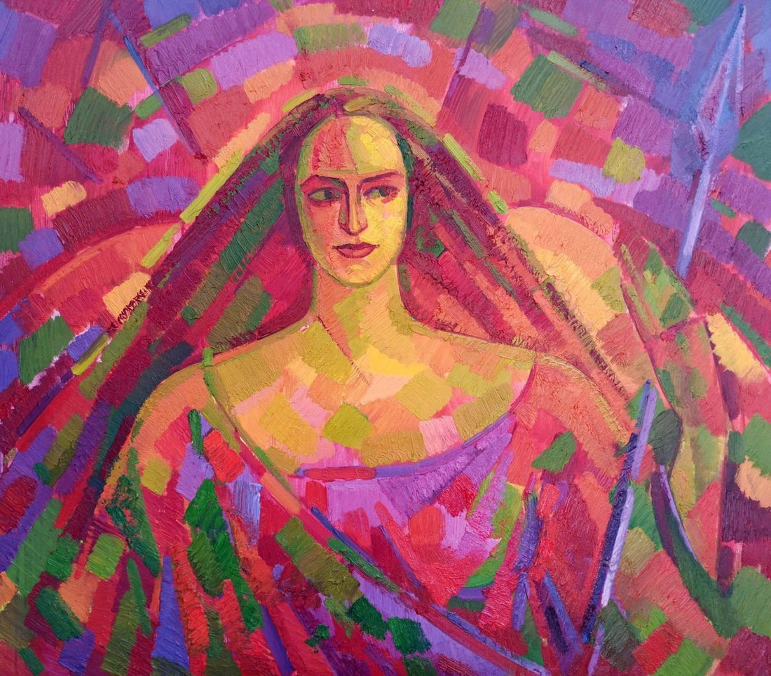 Abstract oil painting Portrait of a girl Peter Tovpev: Dobr 70 *** ABOUT THIS PAINTING *** * TITLE: "Portrait of a girl" * ARTISTS: Peter Tovpev * SIZE: 80x90 cm/31.49x35.43 inches' * MEDIUM: oil, canvas * HAND PAINTED: Original painting from our collecti