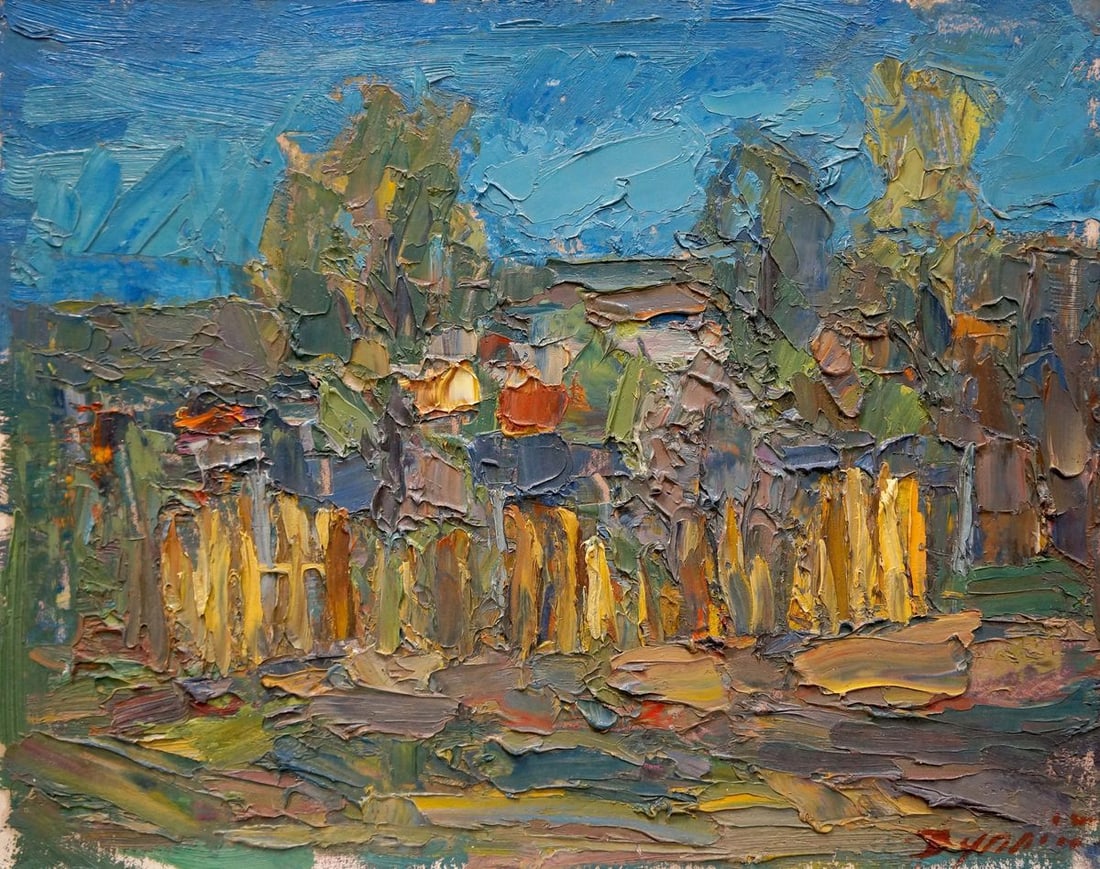 Abstract oil painting Evening Dupliy Sergey Alexandrovich: Verns 254 *** ABOUT THIS PAINTING *** * TITLE: "Evening" * ARTISTS: Dupliy Sergey Alexandrovich * SIZE: 40x50 cm/15.74x19.68 inches' * MEDIUM: oil, cardboard * HAND PAINTED: Original painting from our
