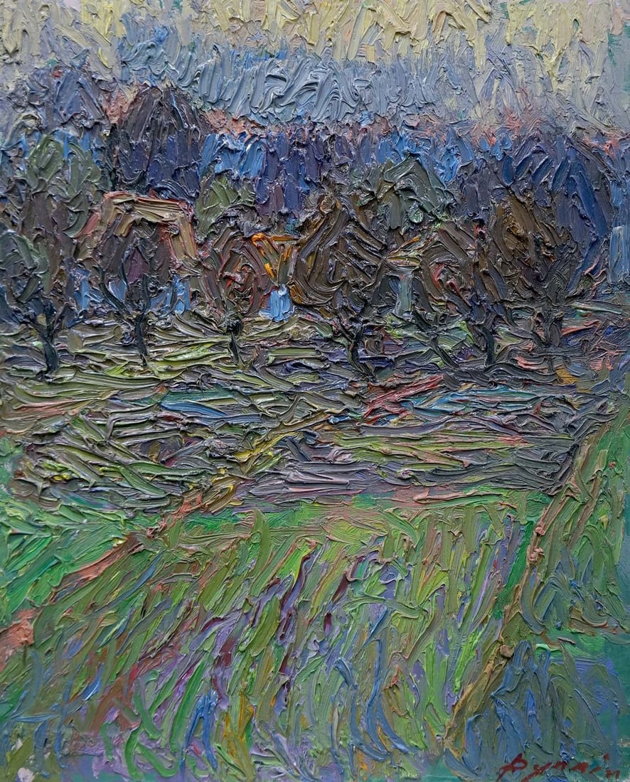 Abstract oil painting Among the trees Dupliy Sergey Alexandrovich: Verns 255 *** ABOUT THIS PAINTING *** * TITLE: "Among the trees" * ARTISTS: Dupliy Sergey Alexandrovich * SIZE: 40x50 cm/15.74x19.68 inches' * MEDIUM: oil, cardboard * HAND PAINTED: Original painting 