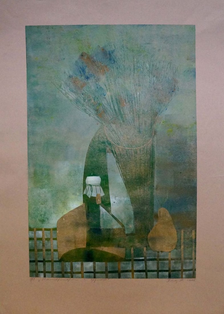 Abstract painting Still life Albina Yaloz: Verns 792 *** ABOUT THIS PAINTING *** * TITLE: "Still life" * ARTISTS: Albina Yaloz * SIZE: 70x50 cm/27.55x19.68 inches' * MEDIUM: cardboard * HAND PAINTED: Original painting from our collection We