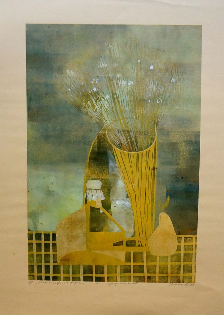 Abstract painting Still life with pears Albina Yaloz: Verns 794 *** ABOUT THIS PAINTING *** * TITLE: "Still life with pears" * ARTISTS: Albina Yaloz * SIZE: 70x50 cm/27.55x19.68 inches' * MEDIUM: cardboard * HAND PAINTED: Original painting from our