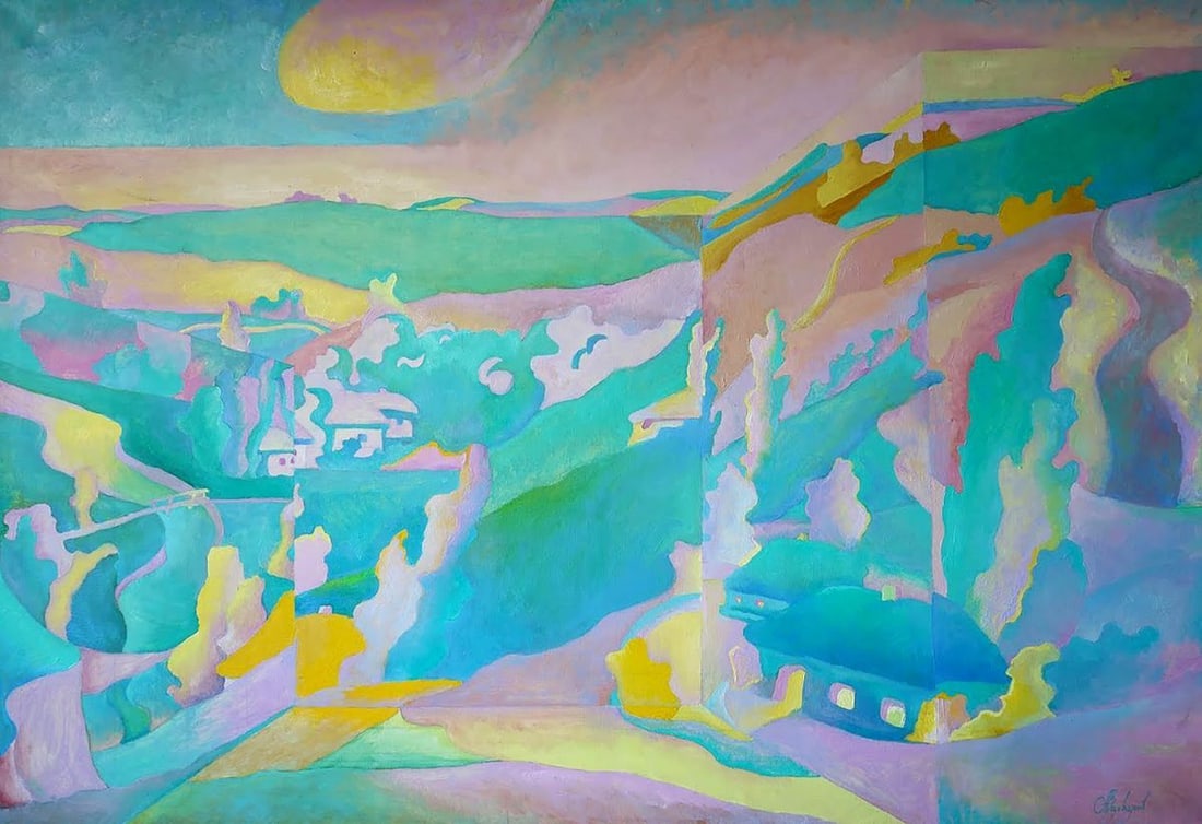 Abstract oil painting Landscape Varvarov Anatoly Viktorovich: Varv 89 *** ABOUT THIS PAINTING *** * TITLE: "Landscape" * ARTISTS: Varvarov Anatoly Viktorovich * SIZE: 100x145 cm/39.37x57.08 inches' * MEDIUM: oil, canvas * HAND PAINTED: Original painting from