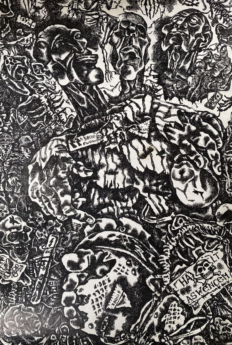 Ink painting Concentration camp Alexander Arkadievich Litvinov (1 of 8)