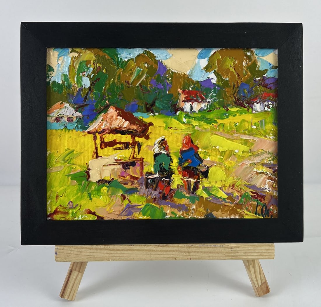 Oil painting Neighbors are walking in the village Oleksiy Ivanyuk: NoAAA6642*** ABOUT THIS PAINTING **** TITLE: "Neighbors are walking in the village"* ARTISTS: Oleksiy Ivanyuk* SIZE: 15x20 cm/5.90x7.87 inches'* MEDIUM: oil, canvas* HAND PAINTED: Original painting