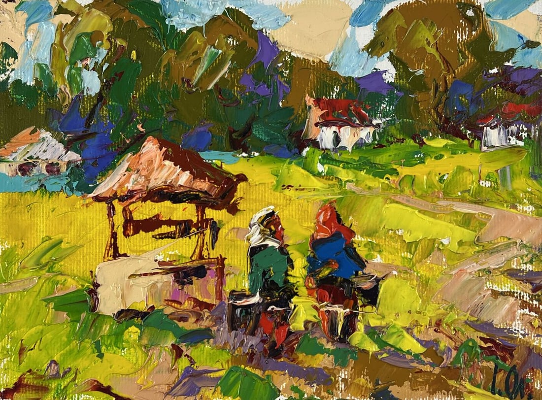 Oil painting Neighbors are walking in the village Oleksiy Ivanyuk - 3