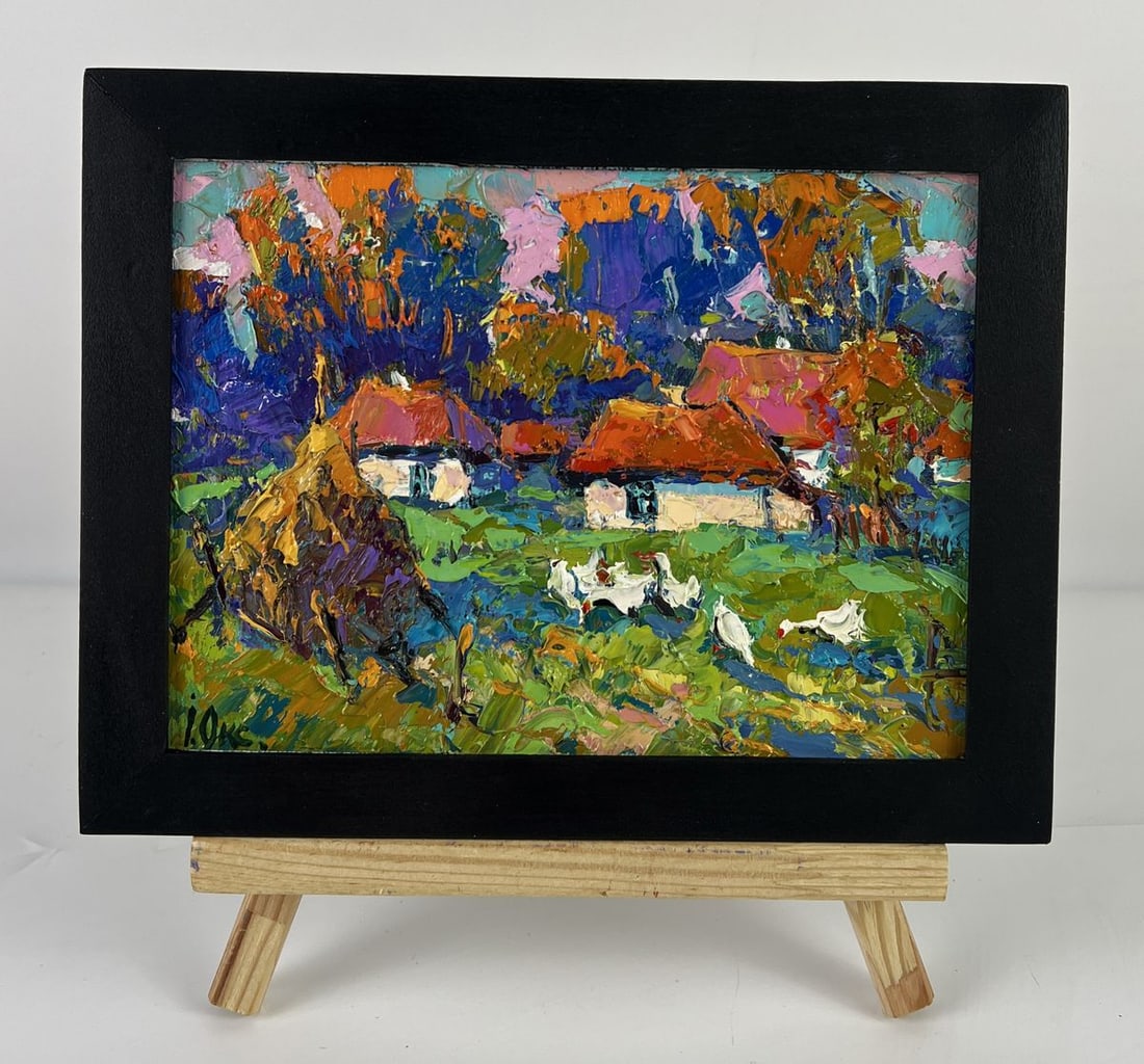 Oil painting The Edge of the Village in the Morning Oksana Ivanyuk: NoAAA6646*** ABOUT THIS PAINTING **** TITLE: "The Edge of the Village in the Morning"* ARTISTS: Oksana Ivanyuk* SIZE: 15x20 cm/5.90x7.87 inches'* MEDIUM: oil, canvas* HAND PAINTED: Original painting