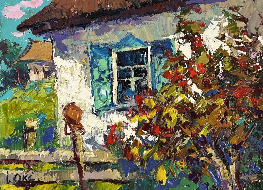 Oil painting Viburnum in Front of the House Oksana Ivanyuk - 3