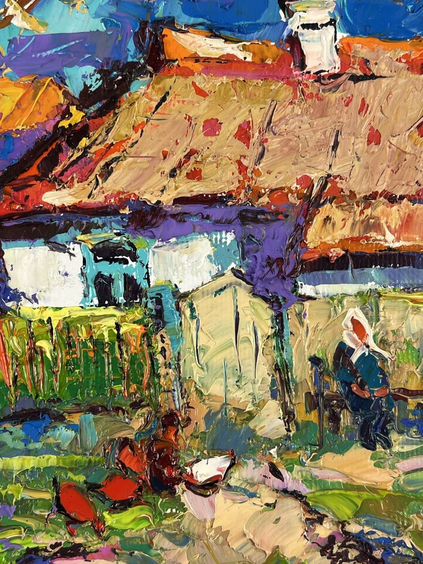 Oil painting Chickens in Front of the House Oksana Ivanyuk - 10
