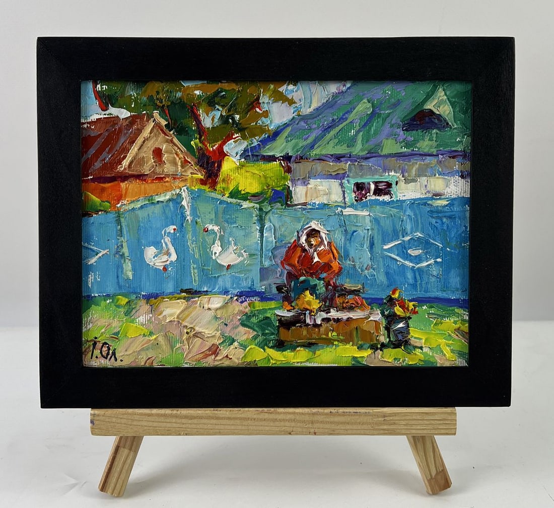 Oil painting Near the House in the Village Oleksiy Ivanyuk: NoAAA6661*** ABOUT THIS PAINTING **** TITLE: "Near the House in the Village"* ARTISTS: Oleksiy Ivanyuk* SIZE: 15x20 cm/5.90x7.87 inches'* MEDIUM: oil, canvas* HAND PAINTED: Original painting from our