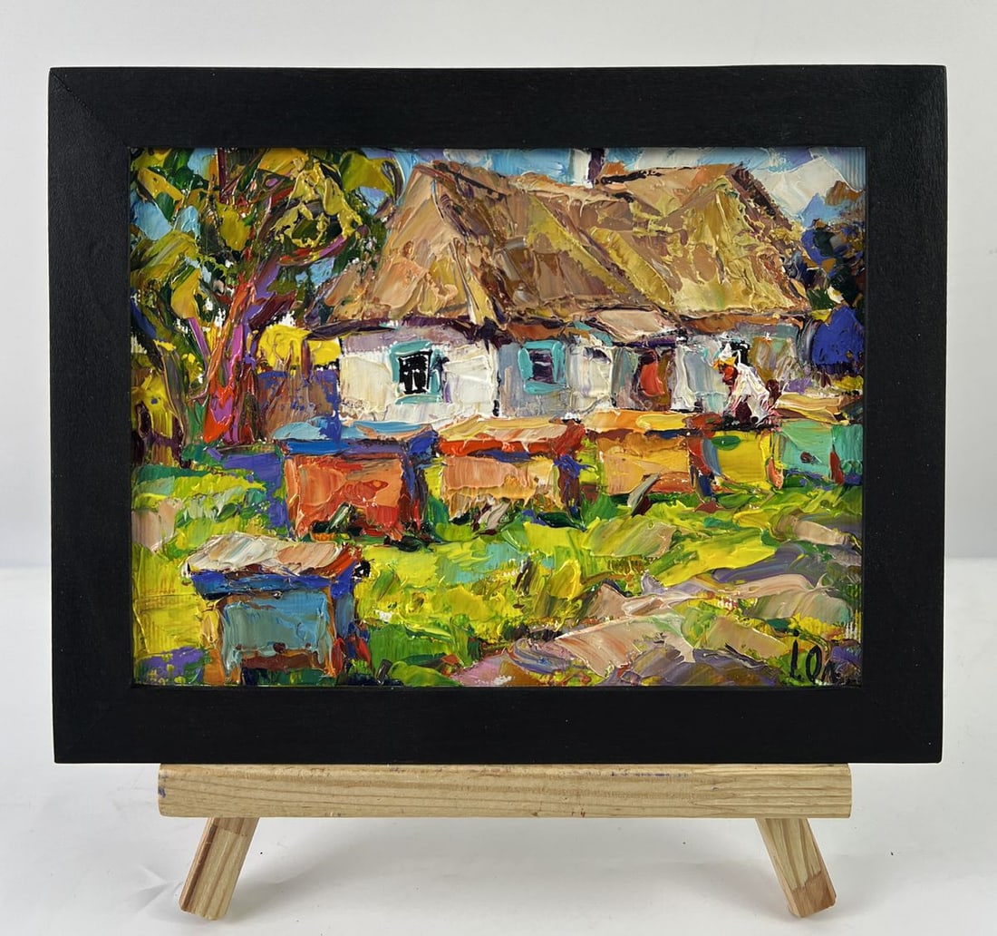 Oil painting Bee Apiary in the Village Oleksiy Ivanyuk: NoAAA6663*** ABOUT THIS PAINTING **** TITLE: "Bee Apiary in the Village"* ARTISTS: Oleksiy Ivanyuk* SIZE: 15x20 cm/5.90x7.87 inches'* MEDIUM: oil, canvas* HAND PAINTED: Original painting from our