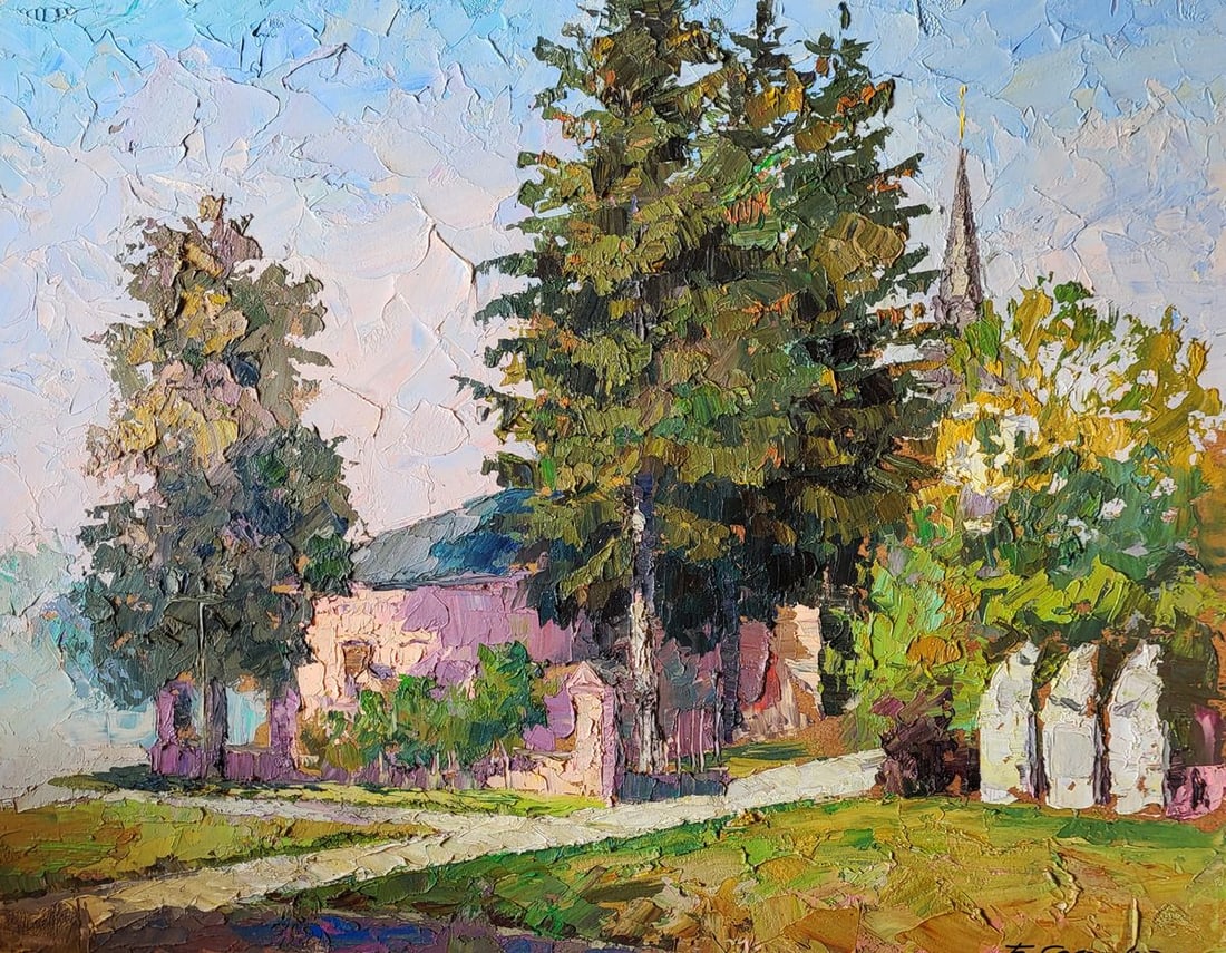 Oil painting Entrance to the Beautiful City Boris Serdyuk: NoSERB 1266Oil painting Entrance to the Beautiful City Boris Serdyuk is a captivating landscape that showcases the artist's exceptional mastery of texture, light, and color harmony. Executed with a co
