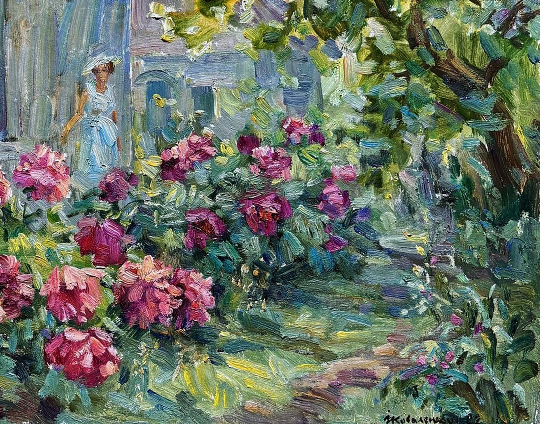 Oil painting Peonies Under the Window Ivan Kovalenko - 5