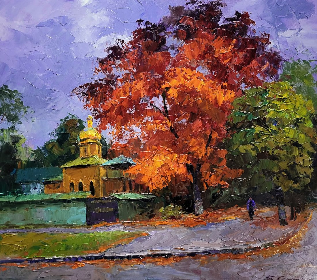 Oil painting October in the city Boris Serdyuk: NoSERB 1254*** ABOUT THIS PAINTING **** TITLE: "October in the city" * ARTISTS: Boris Serdyuk* SIZE: 70x80 cm/'27.55x31.49 inches'* MEDIUM: оil, сanvas* HAND PAINTED: Original painting fro