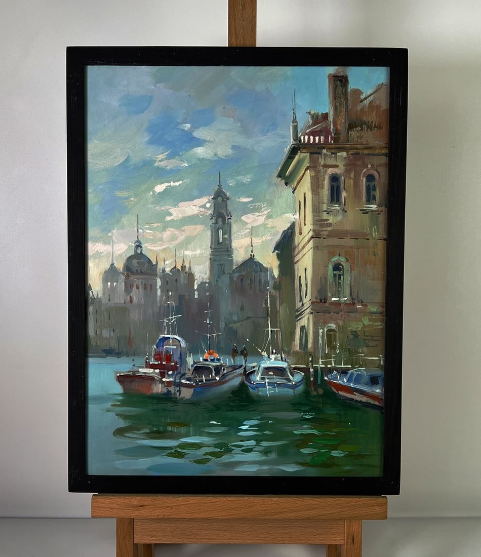 Oil painting Morning sunrise in Venice Yuriy Suprunchuk: NoAAA6140*** ABOUT THIS PAINTING **** TITLE: "Morning sunrise in Venice"* ARTISTS: Yuriy Suprunchuk* SIZE: 40x30 cm/15.74x11.81 inches'* MEDIUM: oil, hardboard* HAND PAINTED: Original painting from ou