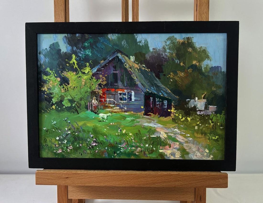 Oil painting Lonely house on the green of the hill Yuriy Suprunchuk: NoAAA5503The Oil painting on Cardboard titled "Lonely house on the green of the hill" captures the deep poetry of rural solitude, evoking both a sense of intimacy and timelessness in its composition.